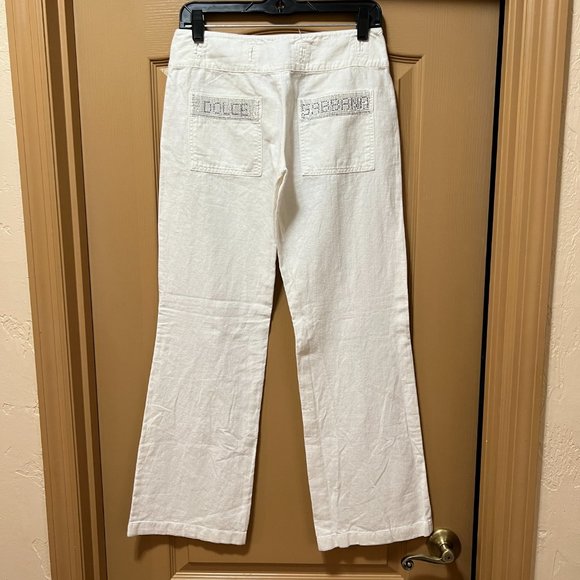 ❣️LIKE NEW❣️Dolce & Gabbana White Pants Made in Italy Size S Linen Cotto… - Picture 4 of 11